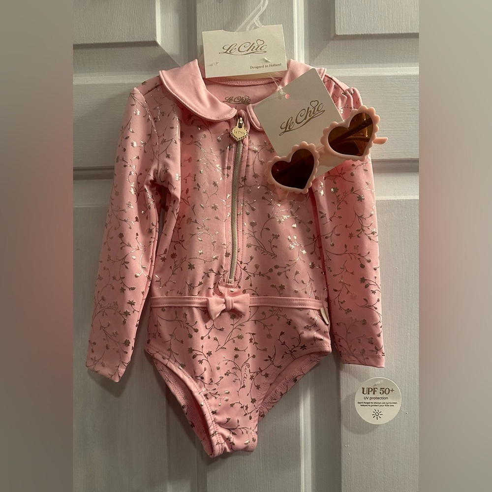 Le Chic Pink Toddler Swim One Piece